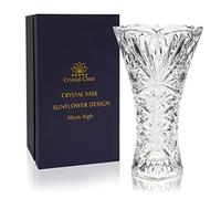 Crystal Vase, 30cm high, For Flowers & Decor, Sunflower Design, Eternal Love for Home Nice, Shiny, Adorable, Suitable For all Occasions, Perfect as a Gift,