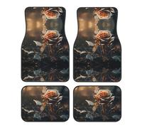 Crystal velvet car floor mats set of four AKGFFDS Golden Rose Printing smooth surface non-slip and non-deformable for cars trucks and vans