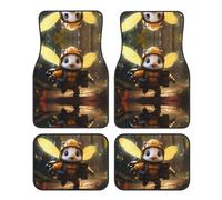 Crystal velvet car floor mats set of four AKGFFDS Hard-working bees Printing smooth surface non-slip and non-deformable for cars trucks and vans