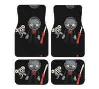 Crystal velvet car floor mats set of four AKGFFDS Violent ghost doll Printing smooth surface non-slip and non-deformable for cars trucks and vans