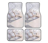 Crystal velvet car floor mats set of four HHGFASD Dead branches on the snow Pattern smooth surface non-slip and non-deformable for cars trucks and vans