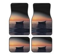 Crystal velvet car floor mats set of four HHGFASD Sailing boat under the setting sun Pattern smooth surface non-slip and non-deformable for cars trucks and vans
