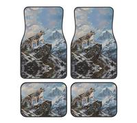 Crystal velvet car floor mats set of four HHGFASD Snow Leopard Patrol Mountain Pattern smooth surface non-slip and non-deformable for cars trucks and vans