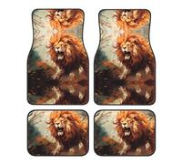 Crystal velvet car floor mats set of four HHGFASD The angry lion. Pattern smooth surface non-slip and non-deformable for cars trucks and vans