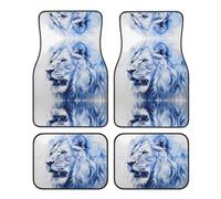 Crystal velvet car floor mats set of four HHGFASD The Fierce Lion Pattern smooth surface non-slip and non-deformable for cars trucks and vans