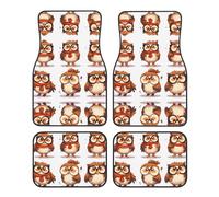 Crystal velvet car floor mats set of four HHGFASD The Learned Owl Pattern smooth surface non-slip and non-deformable for cars trucks and vans