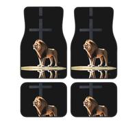Crystal velvet car floor mats set of four HHGFASD The lion under the cross Pattern smooth surface non-slip and non-deformable for cars trucks and vans