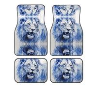 Crystal velvet car floor mats set of four HHGFASD The majestic lion. Pattern smooth surface non-slip and non-deformable for cars trucks and vans