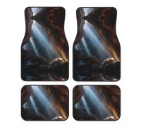 Crystal velvet car floor mats set of four HHGFASD The sunshine in the cave Pattern smooth surface non-slip and non-deformable for cars trucks and vans