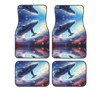 Crystal velvet car floor mats set of four VVXBHGR Whales swimming under the sea Prints smooth surface non-slip and non-deformable for cars trucks and vans