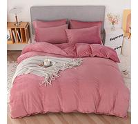 Crystal Velvet Fleece Thermal Flannelette (Pink) warm Duvet Cover Set Quilt Cover and Matching Pillowcases Super Soft Luxury Brushed Flannel Hotel Quality Extra Soft Premium Bedding Linen(Double)