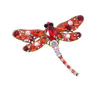 Crystal Vintage Dragonfly Brooches for Women Large Insect Brooch Pin Fashion Dress Coat Accessories Cute Jewelry(Red)