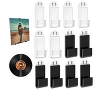 Crystal Vinyl Wall Mount 12 Pcs Acrylic Album Storage Hanger No Drill Self Adhesive Record Hangers for Home Office Decoration Transparent and Black
