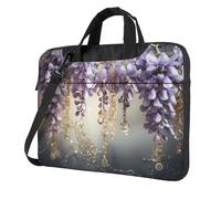 Crystal Violet Flower 14 inch Print Laptop Crossbody Bag/Briefcase, Suitable for Daily Office Use and Business Travel