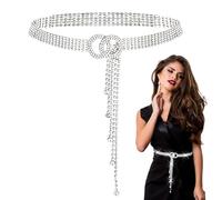 Crystal Waist Belt for Women,Crystal Waist Chain Belt,Sparkly Belts for Women,Sparkle O-Ring Waistband Belt,Glitter Belts for Women,Rhinestone Belt,Silver Sparkling Belt,Diamond Waist Belt for Girl