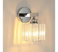 Crystal Wall Light, Modern LED Wall Sconce Crystal Wall Light Fixture with Metal Frame, Elegant Silver Indoor Wall Light for Bedroom Living Room Hallway, Decorative Modern Wall Lamp Lighting