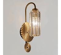 Crystal Wall Sconce Vintage Wall Lamp Lotus Leaf Wall Lighting Fixture, Retro Gold Metal Wall Mount Light, American Style Wall Sconces for Living Room Bedroom Decor