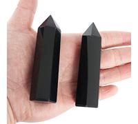 Crystal Wand-2 Pcs 3.1''-3.5'' Natural Obsidian Crystal Wands, Healing Crystal and Stones, Natural Obsidian Stone Tower, Gift Box Packaging