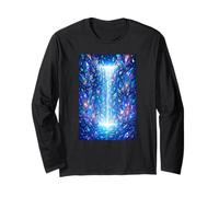 Crystal Waterfall Fantasy Portal Vibrant Artwork Long Sleeve T-Shirt