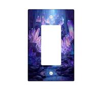 Crystal Waterfall Light Switch Cover Plates/Outlet Covers, Violet Gemstone Design for Home Decor, Thermoplastic Wall Plates, Standard Size Single Rocker