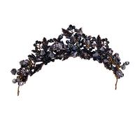 Crystal Wedding Crown Handmade Black Crystal Beads Bridal Tiaras Crown，Rhinestone Diadem Pageant Tiara Headbands Wedding Hair Accessories Bride Headpieces