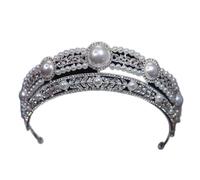 Crystal Wedding Crown Luxury Crystal Pearls Bridal Tiaras Crown，Rhinestone Pageant Diadem Headbands Wedding Hair Accesspries Bride Headpieces
