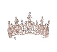 Crystal Wedding Crown Luxury Silver Plated Crystal Pearls Bridal Tiaras Crown，Rhinestone Pageant Diadem Headbands Wedding Hair Accessories Bride Headpieces