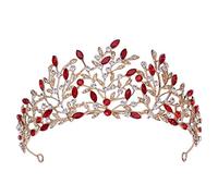 Crystal Wedding Crown Luxury Vintage Gold Green Crystal Leaf Bridal Tiaras Crown,Rhinestone Pageant Headband Wedding Hair Accessories Bride Headpieces