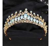 Crystal Wedding Crown Princess Bride Headwear Rhinestone Pageant Diadem Bridal Tiaras Hair Jewelry Accessories Gold EN8 Opal2