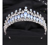 Crystal Wedding Crown Princess Bride Headwear Rhinestone Pageant Diadem Bridal Tiaras Hair Jewelry Accessories Silver Blue Opal1