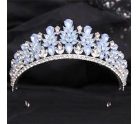 Crystal Wedding Crown Princess Bride Headwear Rhinestone Pageant Diadem Bridal Tiaras Hair Jewelry Accessories Silver Blue Opal3