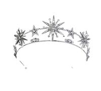 Crystal Wedding Crown Vintage 6-Point Star Wedding Crown,Tiaras Rhinestone Diadem Princess Women Headband Bridal Hair Accessories Bride Headpieces