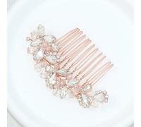 Crystal Wedding Hair Comb Silver Bridal Headpiece Bride Sparkly Rhinestone Hair Side Comb Bridesmaid Pearl Hairpieces Side Combs Hair Accessories for Women (Rose Gold)