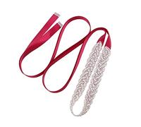 Crystal Wedding Sash Belt with Rhinestone Bridal Belt Handmade Bridesmaid Belts for Dress, Silver,burgundy, One Size