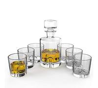 Crystal Whiskey Decanter Set and 6 Glasses for Liquor , Elegant Liquor Glass Decanter, Decanters for Alcohol, The Perfect Engraved Decanters for Bourbon, Brandy and Vodka, Bourbon Gifts for Men(Bray)