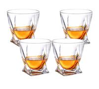 Crystal Whiskey Glasses, 300ml 4PCS Lead Free Hand Blown Crystal, Perfect for Scotch, Bourbon, Manhattans, Old Fashioned's, Cocktails(Twist)