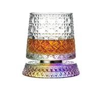 Crystal Whisky Glass, 360 Degree Rotating Cocktail Drinkware, Home Kitchen Dining Decor Glassware for Iced, Juice Tea, Water, Coffee
