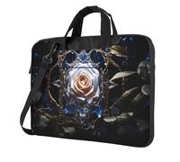 Crystal White Rose 13 inch Print Laptop Crossbody Bag/Briefcase, Suitable for Daily Office Use and Business Travel