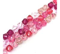 Crystal-Wholesale 50 pcs Swarovski 5328/5301 4mm Crystal Xilion Bicone Beads PINK Colors Mix from Mychobos