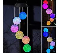 Crystal Wind Chime, Solar Powered Outdoor Wind Chime with Color Changing LED Lights, Hanging Solar Lights for Garden Decorations