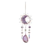 Crystal Wind Chime Sun Moon Catcher Pendant Dream Rainbow Hanging Drop Home Garden Decor Decoration for Indoor and Outdoor(Purple)