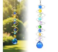 Crystal Wind Spinner 18 Inch Stainless Steel Sun Catcher Rotating for Garden Window
