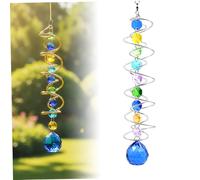 Crystal Wind Spinner 18 Inch, Stainless Steel Sun Catcher with Rotating Spiral for Garden Window Decoration, Outdoor Hanging Ornament