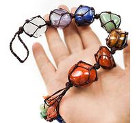 Crystal Window Car Hanging Ornaments 7 Chakra Stones Healing Crystals Feng Shui Ornament Yoga Meditation Car Decoration Tumbled Palm Stones Wall Hanging Ornament for Home Decor Party Decor