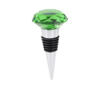 Crystal Wine Bottle Stopper Sealer, Metal Silicone Plug for Red Wine | Green Diamond Design, Reusable Sealing Ring, Preserves Beverages for Days, Suitable for Beer Bottles, Parties and Restaurants
