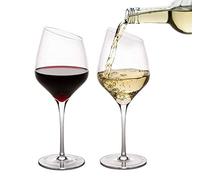 Crystal Wine Glasses Set of 2 Slant Rim Great for Red and White Wine