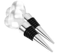Crystal Wine Stopper Silver Alloy Heart Shaped 2pcs Gift | Wear Resistant Design, Standable on Desk, for Cocktail and Whisky Bottles, Wine Tasting Homes
