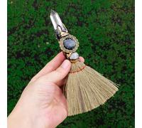 Crystal Witch Broom | 18-20cm Handheld Besom for Space Clearing & Energy Cleansing | Crystal Healing Altar Supplies, Wiccan Decor & Unique Spiritual Gift,Clear Quartz