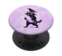 Crystal Witchy Cute Black Cat Kawaii Raven Pink Moon Phases PopSockets Adhesive PopGrip