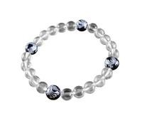 京都あさひ屋 Crystal with Black Onyx Four Symbols Carving Beads Juzu Bracelet Japanese Juzu Buddhist Prayer Beads Asian Rosary Handmade Kyoto Zen UDA246